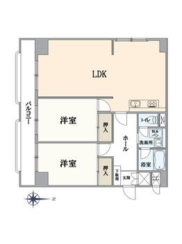 シャンボール茨木 2LDK、価格1680万円、専有面積72m<sup>2</sup>、バルコニー面積10.8m<sup>2</sup> 