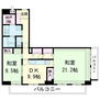 ファミールハイツ北大阪１号棟 2LDK+S（納戸）、価格4080万円、専有面積109.32m<sup>2</sup>、バルコニー面積23.68m<sup>2</sup> 南東角にバルコニーが面しています。