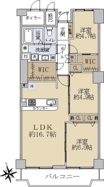 フドウ東芦屋ハイツ 4階 3LDK 物件詳細