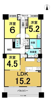ルネマスターズタワー 3LDK、価格5780万円、専有面積72.18m<sup>2</sup>、バルコニー面積8.82m<sup>2</sup> 