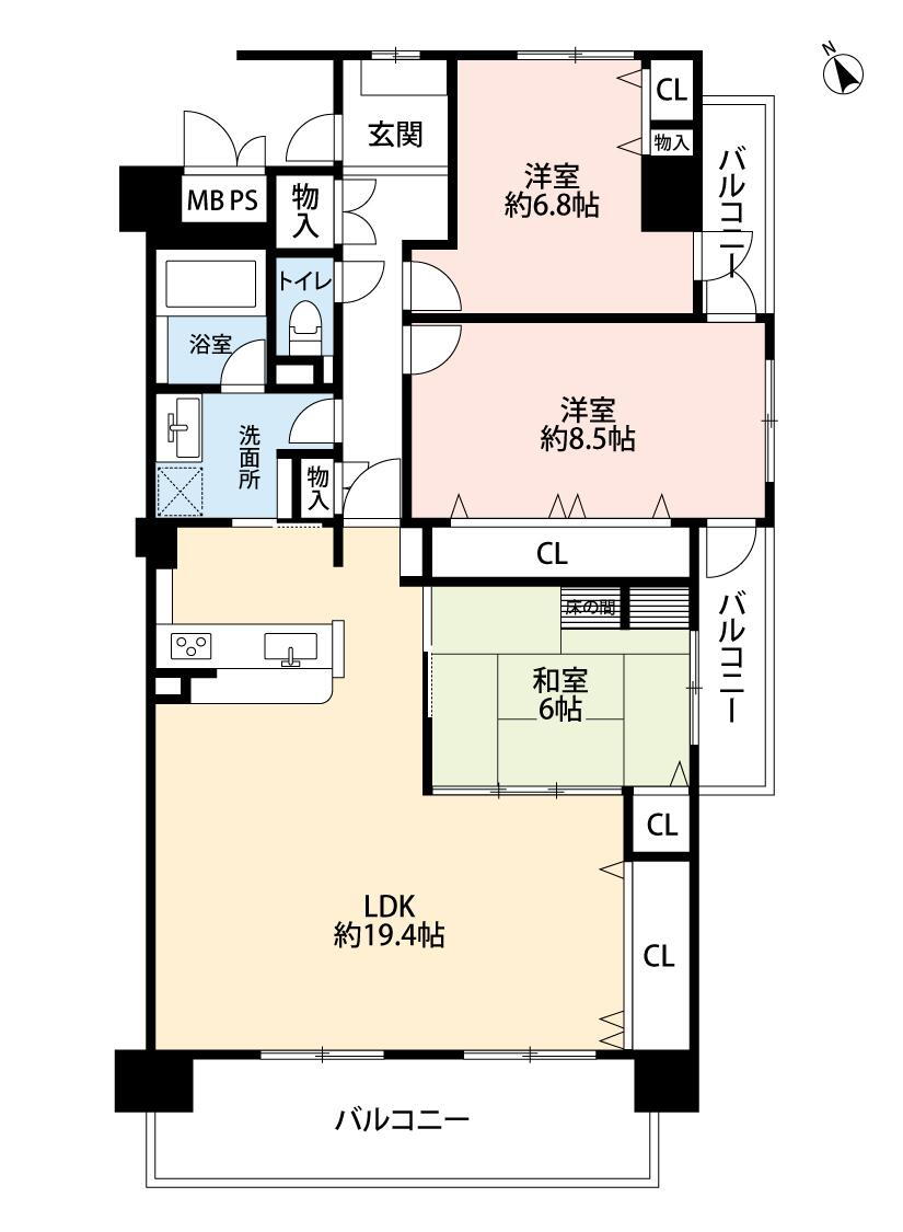 ファミール西宮今津 7階 3LDK 物件詳細