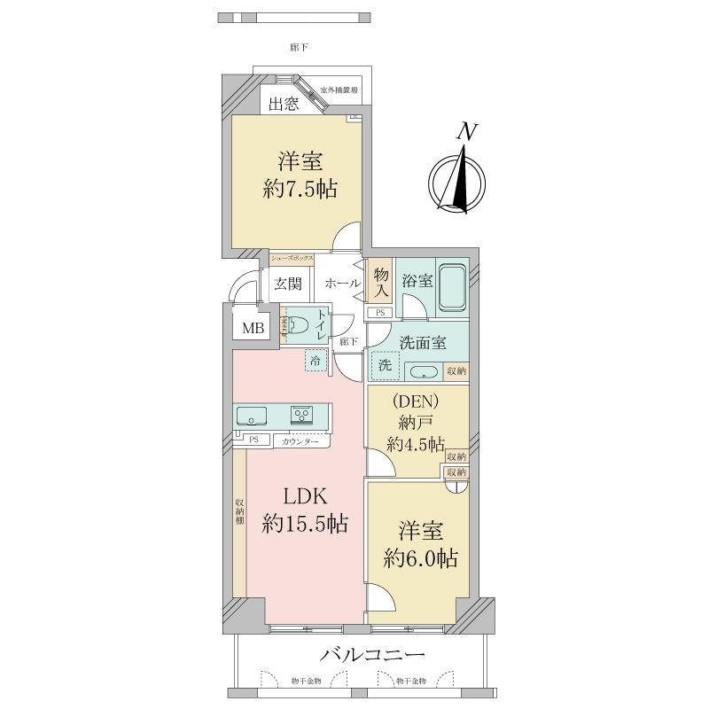 ＲＩＣウエストコート６番街４番館 6階 2SLDK 物件詳細