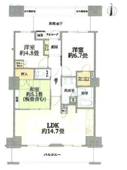 さきタワー・サンクタス尼崎駅前 3LDK、価格3780万円、専有面積68.91m<sup>2</sup>、バルコニー面積9.8m<sup>2</sup> 