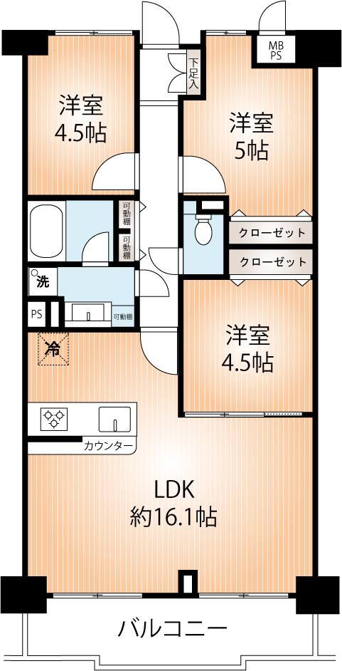 ユニライフ北大阪３号棟 3LDK、価格2480万円、専有面積64.61m<sup>2</sup>、バルコニー面積8.68m<sup>2</sup> １４階エレベーター停止階<BR>令和６年６月末リノベーション完成予定