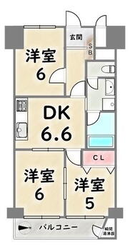 西京極ガーデンハイツ 3DK、価格1290万円、専有面積48.25m<sup>2</sup>、バルコニー面積4m<sup>2</sup> 