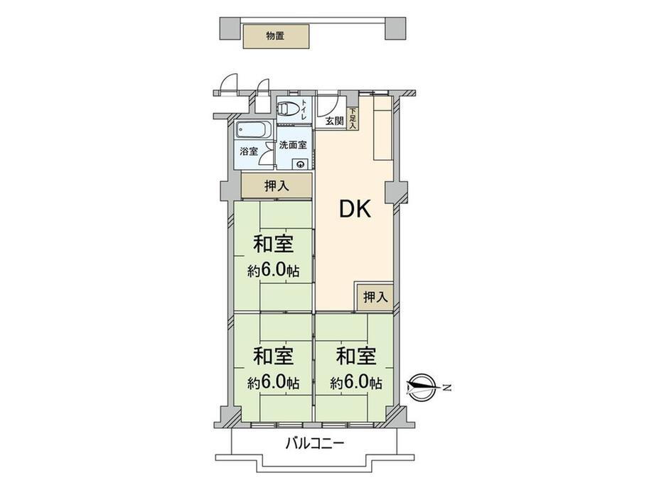 メガロコープ平野　第２号棟 5階 3DK 物件詳細