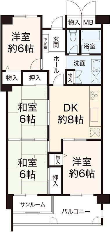 ジークレフ青木２階 4DK、価格2280万円、専有面積79.11m<sup>2</sup> 
