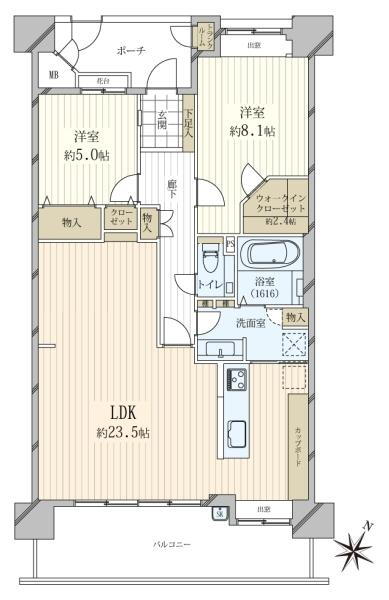 京阪東ローズタウン・ファインガーデンあゆみヶ丘　Ｅ棟 2階 2LDK 物件詳細