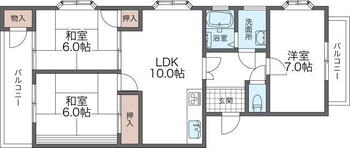 エメラルドマンション姫路 3LDK、価格678万円、専有面積66.9m<sup>2</sup>、バルコニー面積10.92m<sup>2</sup> 