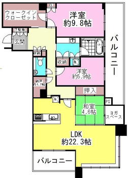 ジオタワー宝塚ＥＡＳＴ 3LDK+S（納戸）、価格7980万円、専有面積120.34m<sup>2</sup>、バルコニー面積25.68m<sup>2</sup> 