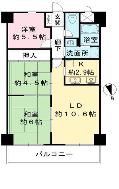 朝日プラザ天下茶屋Ⅱ 2階 3LDK 物件詳細