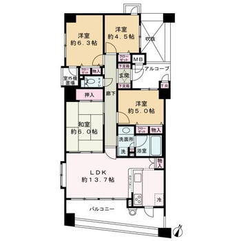 アレッソ和歌山アーバンコア 4LDK、価格2300万円、専有面積100.27m<sup>2</sup> 4LDK、専有面積74.64平米