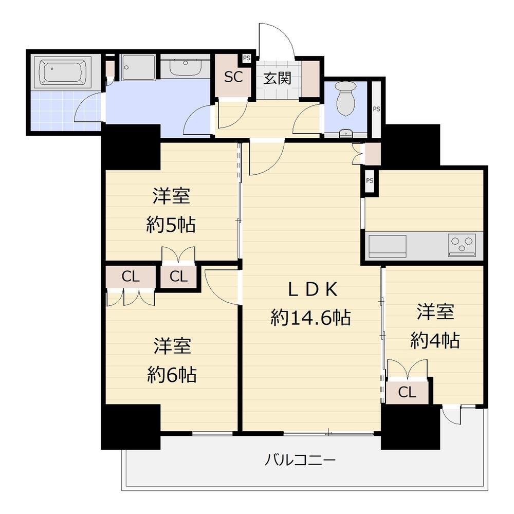 リバーガーデンタワー上町台筆ヶ崎 13階 3LDK 物件詳細