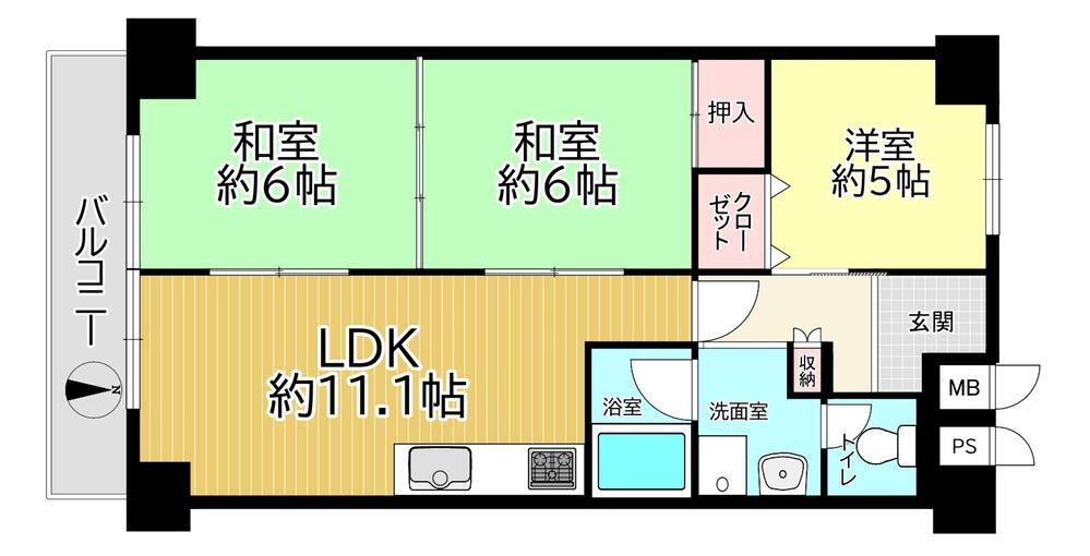 ライオンズマンション第六江坂東棟 4階 3LDK 物件詳細