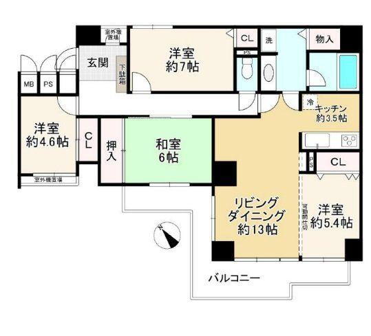 サニーコート名谷 4階 4LDK 物件詳細