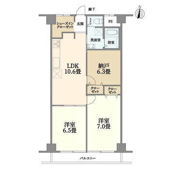 ローレルハイツ茨木総持寺２号棟 2LDK+S、価格1580万円、専有面積60.5m<sup>2</sup>、バルコニー面積7.71m<sup>2</sup> 間取図