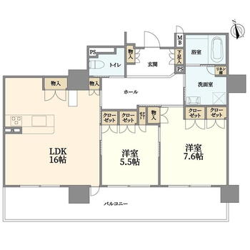 マスターズセーヌ三田駅前 2LDK、価格4200万円、専有面積74.72m<sup>2</sup>、バルコニー面積21.69m<sup>2</sup> 