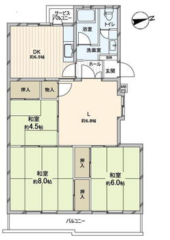 公社千里山田第一次住宅 3LDK、価格800万円、専有面積67.68m<sup>2</sup>、バルコニー面積7.92m<sup>2</sup> 間取図