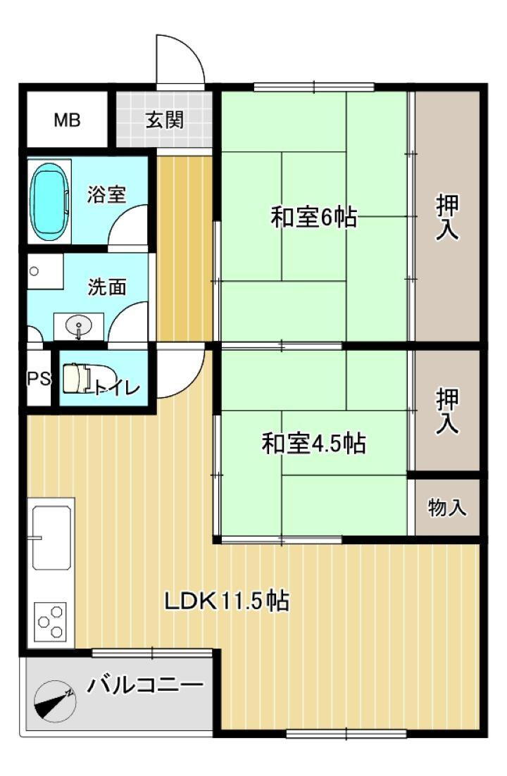 住吉台住宅壱号棟 3階 2LDK 物件詳細