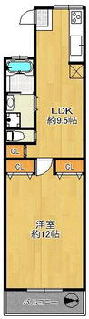 東栄マンション 1LDK、価格930万円、専有面積40.19m<sup>2</sup>、バルコニー面積6m<sup>2</sup> 