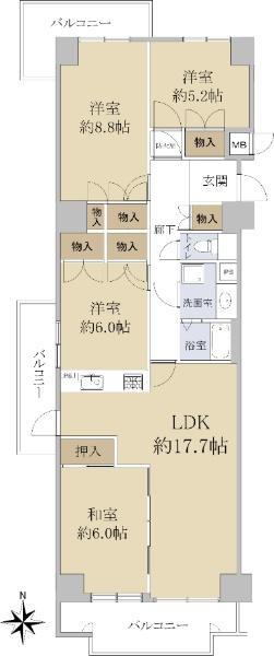 イトーピア西宮北口Ａ棟 3階 4LDK 物件詳細