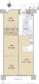 サンルモン新大宮 3LDK、価格1580万円、専有面積67.07m<sup>2</sup>、バルコニー面積8.07m<sup>2</sup> 