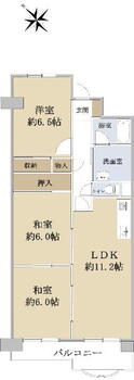 淀川パークハウス二号棟 3LDK、価格1450万円、専有面積72.51m<sup>2</sup>、バルコニー面積7.7m<sup>2</sup> 