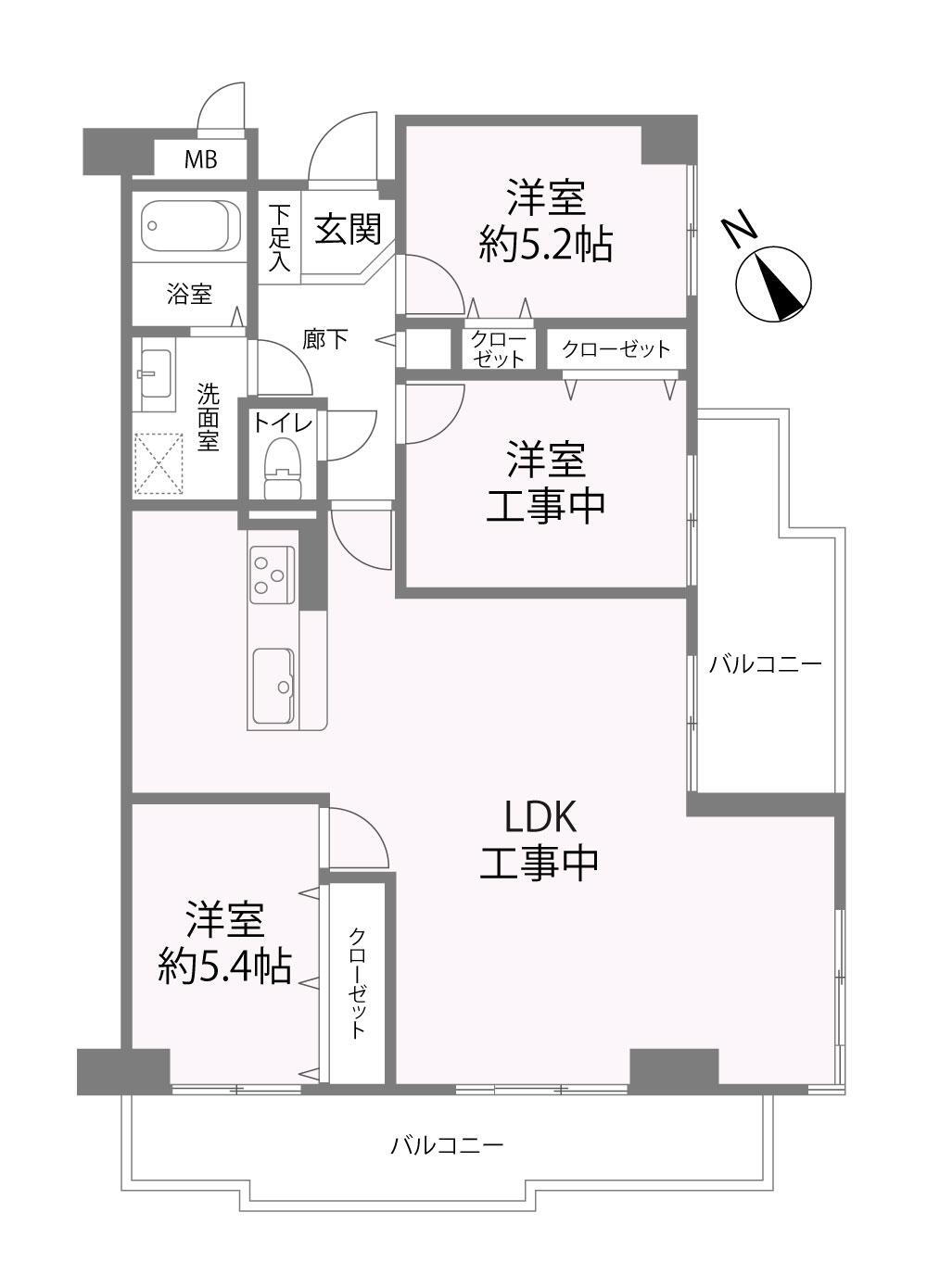 アリオ２ 3LDK、価格4480万円、専有面積88.06m<sup>2</sup>、バルコニー面積10m<sup>2</sup> 