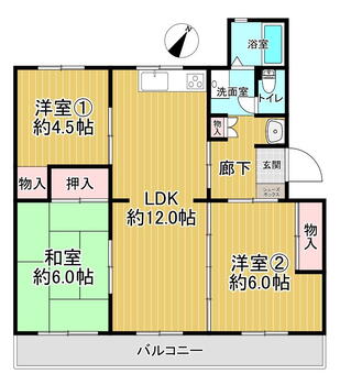 中山五月台住宅２３号棟 3LDK、価格750万円、専有面積69.8m<sup>2</sup>、バルコニー面積8.2m<sup>2</sup> 