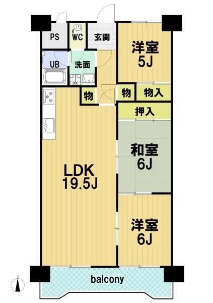 ●１０階部分●南　向　き●駅　徒　歩４分●プライムハイツ新大阪 3LDK、価格2090万円、専有面積76.7m<sup>2</sup>、バルコニー面積8.24m<sup>2</sup> LDK約１９．５帖と大変広いです。対面キッチンへの変更も可能です。