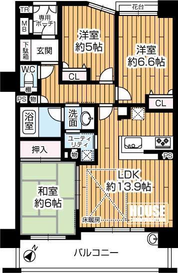 クレアガーデン甲南山手 5階 3LDK 物件詳細
