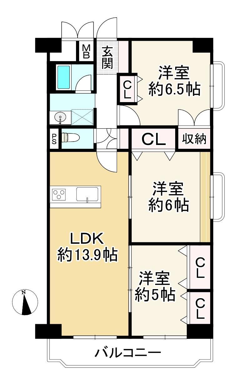 メゾンドール尼崎 2階 3LDK 物件詳細