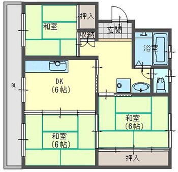 男山第３住宅 3DK、価格490万円、専有面積46.77m<sup>2</sup>、バルコニー面積9.2m<sup>2</sup> 3DK<BR>ファミリー向け物件です。