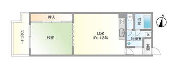ローレルハイツ北天満 1LDK、価格1980万円、専有面積45m<sup>2</sup>、バルコニー面積5.58m<sup>2</sup> 【間取り図】