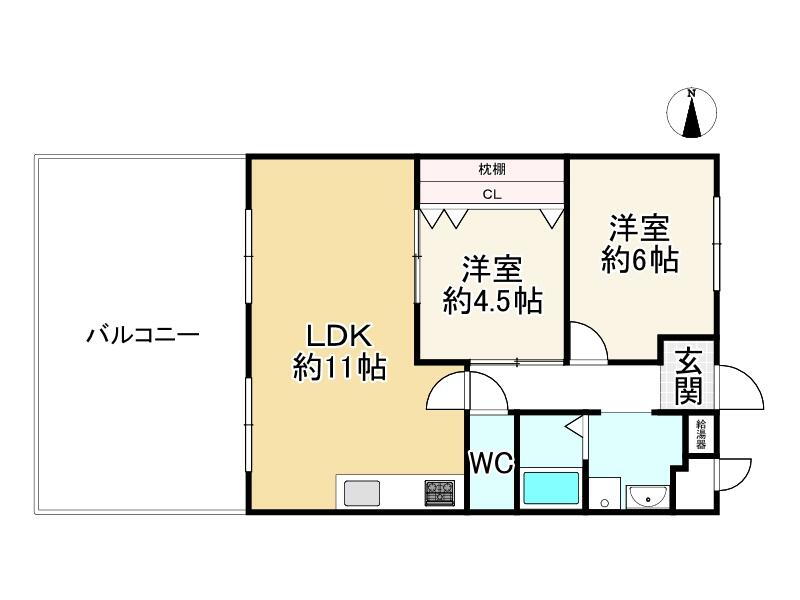 梅津グランドハイツ 2LDK、価格1880万円、専有面積52m<sup>2</sup>、バルコニー面積26m<sup>2</sup> 内覧のご希望や物件の詳細はお気軽にお問い合わせください。