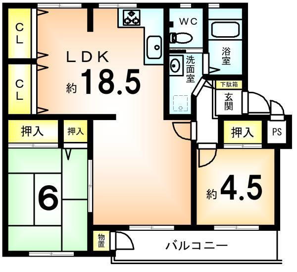 メゾン神足４号棟 2階 2LDK 物件詳細