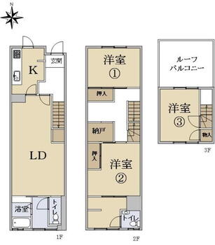 桃山第三住宅 3DK、価格1680万円、専有面積86.1m<sup>2</sup>、バルコニー面積13.32m<sup>2</sup> 