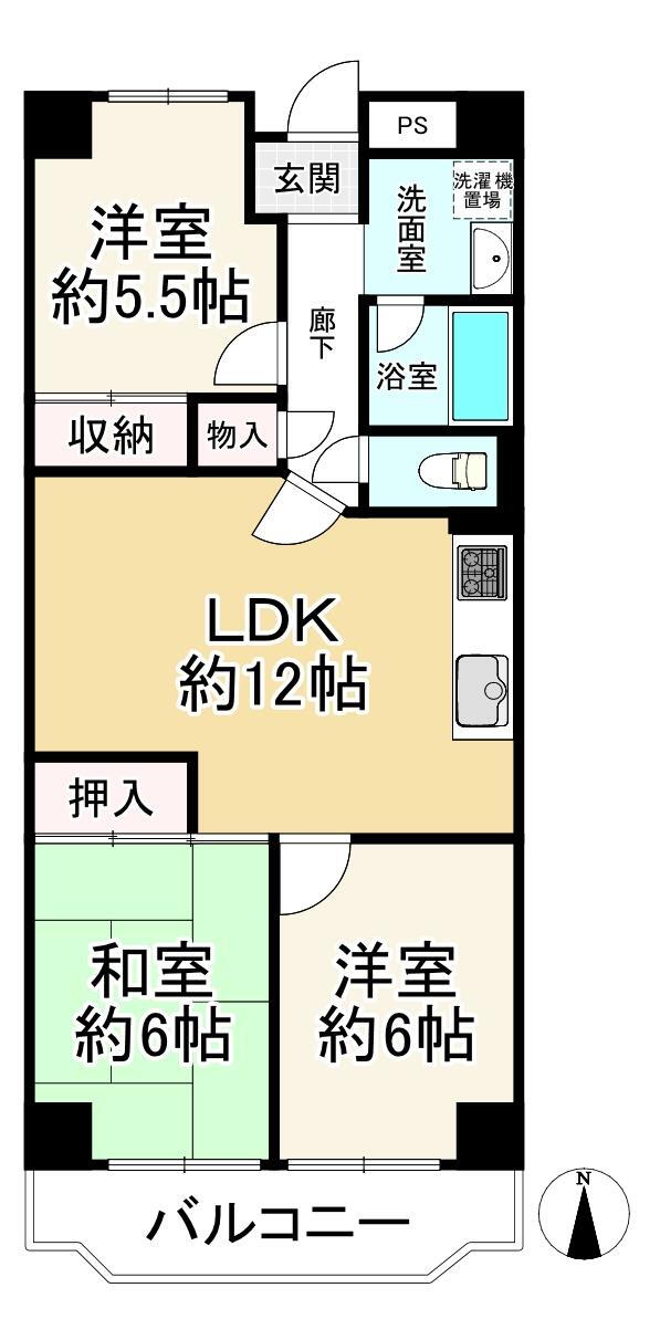日興千里台スカイタウン 3階 3LDK 物件詳細