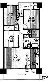 リバーガーデン福島ＮＯＲＴＨＷＩＮＧ 13階 3LDK 物件詳細