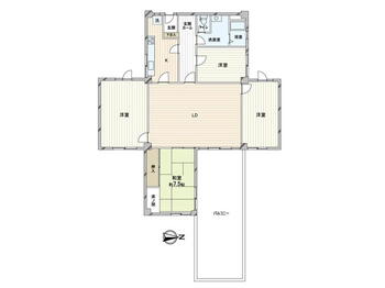 夙川台サンハイツ　Ｂ－１棟 4LDK、価格1880万円、専有面積126.28m<sup>2</sup>、バルコニー面積37.9m<sup>2</sup> 間取図