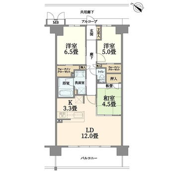 ＳＪＣレジデンス 3LDK、価格3280万円、専有面積70.68m<sup>2</sup>、バルコニー面積11.78m<sup>2</sup> 