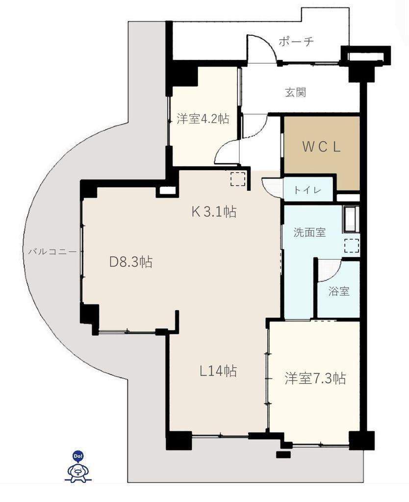 ライオンズマンション明石大久保 2LDK+S、価格3280万円、専有面積86.82m<sup>2</sup>、バルコニー面積36.99m<sup>2</sup> 2LDK+WIC　最上階の角部屋です♪
