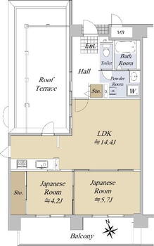 クリーンピア山電白浜の宮 2LDK、価格610万円、専有面積60.35m<sup>2</sup>、バルコニー面積11.88m<sup>2</sup> 