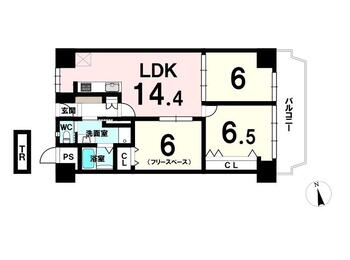 ローレルハイツ茨木総持寺１号棟 3LDK、価格1699万円、専有面積69.3m<sup>2</sup>、バルコニー面積8.91m<sup>2</sup> 3LDK、価格1699万円、専有面積69.30m2、バルコニー面積2.91m2