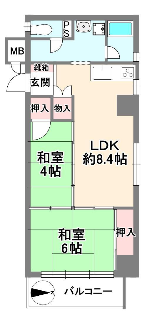 チサンマンション第３江坂 2LDK、価格1180万円、専有面積48.74m<sup>2</sup>、バルコニー面積5.4m<sup>2</sup> 単身でもご家族でもおすすめです♪