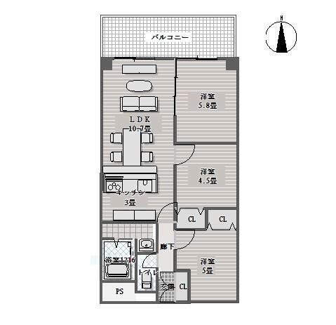 朝日プラザ天下茶屋Ⅱ１０１号室 1階 3LDK 物件詳細