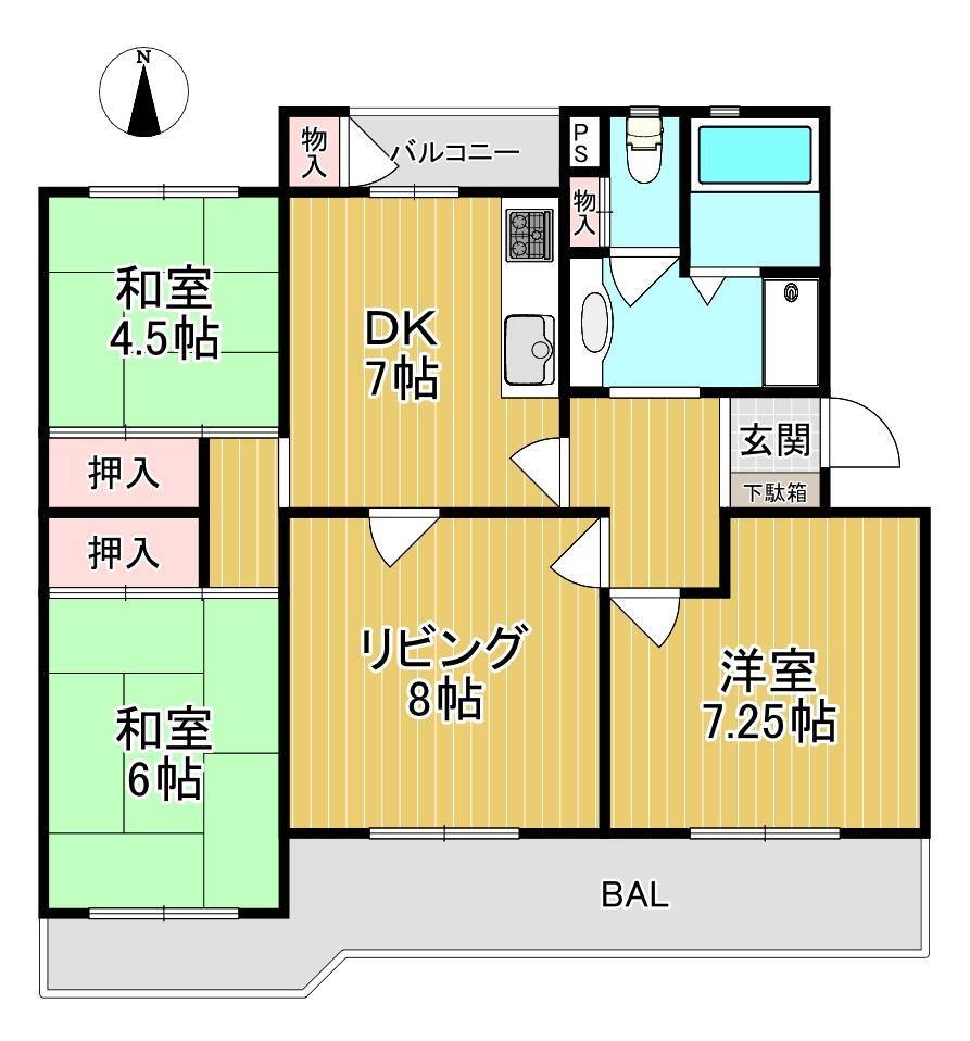 藤阪ハイツＤ１棟 4階 4DK 物件詳細