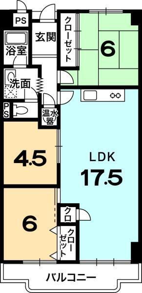 ユニ宇治川マンション３号館 3LDK、価格1980万円、専有面積78.79m<sup>2</sup>、バルコニー面積8.14m<sup>2</sup> 