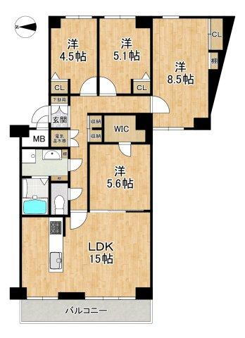 ネオコーポ大津湖城ヶ丘Ｃ棟 5階 4LDK 物件詳細