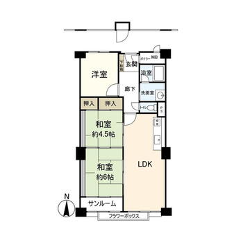 コープ野村宝塚 3LDK、価格1420万円、専有面積68.43m<sup>2</sup> 間取図